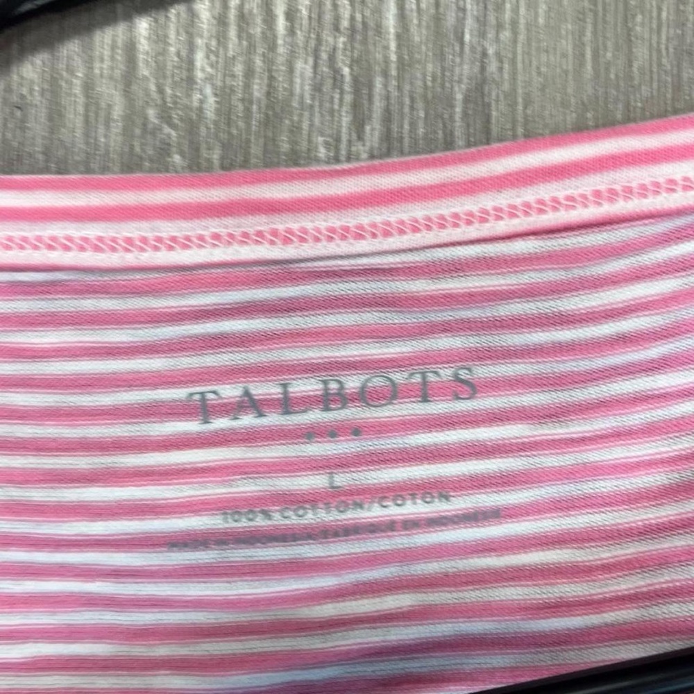 Talbots Pink and White Striped Short Sleeve Tee